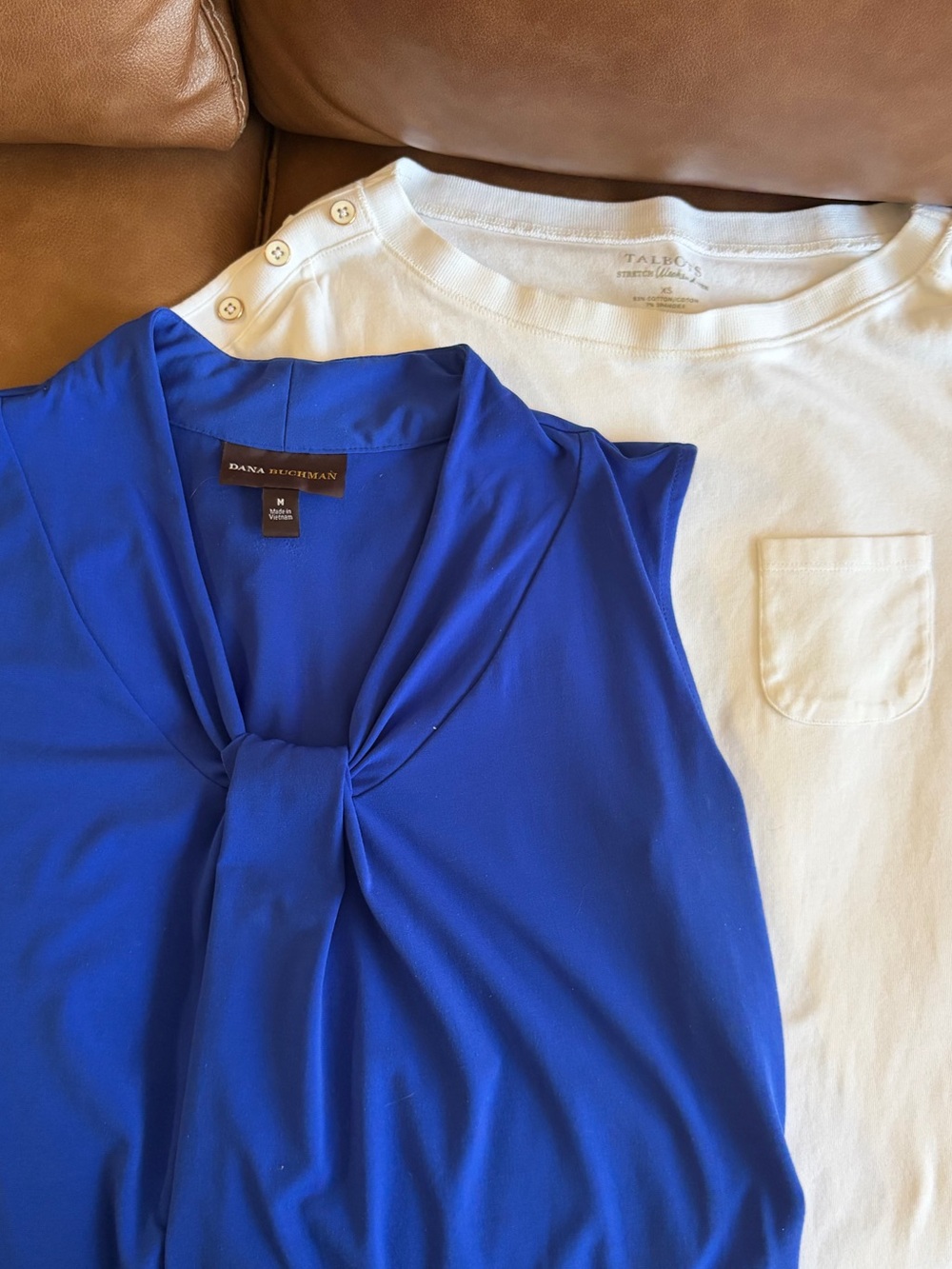 Dana Buchman Sleeveless Knot-Neck Tank & Talbots short sleeve cotton top